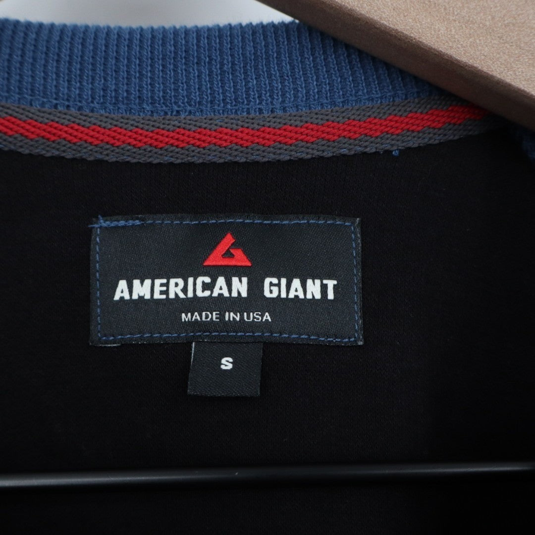 American Giant French Rib T-Shirt Mens Small Blue Black Colorblock Raglan Sleeve