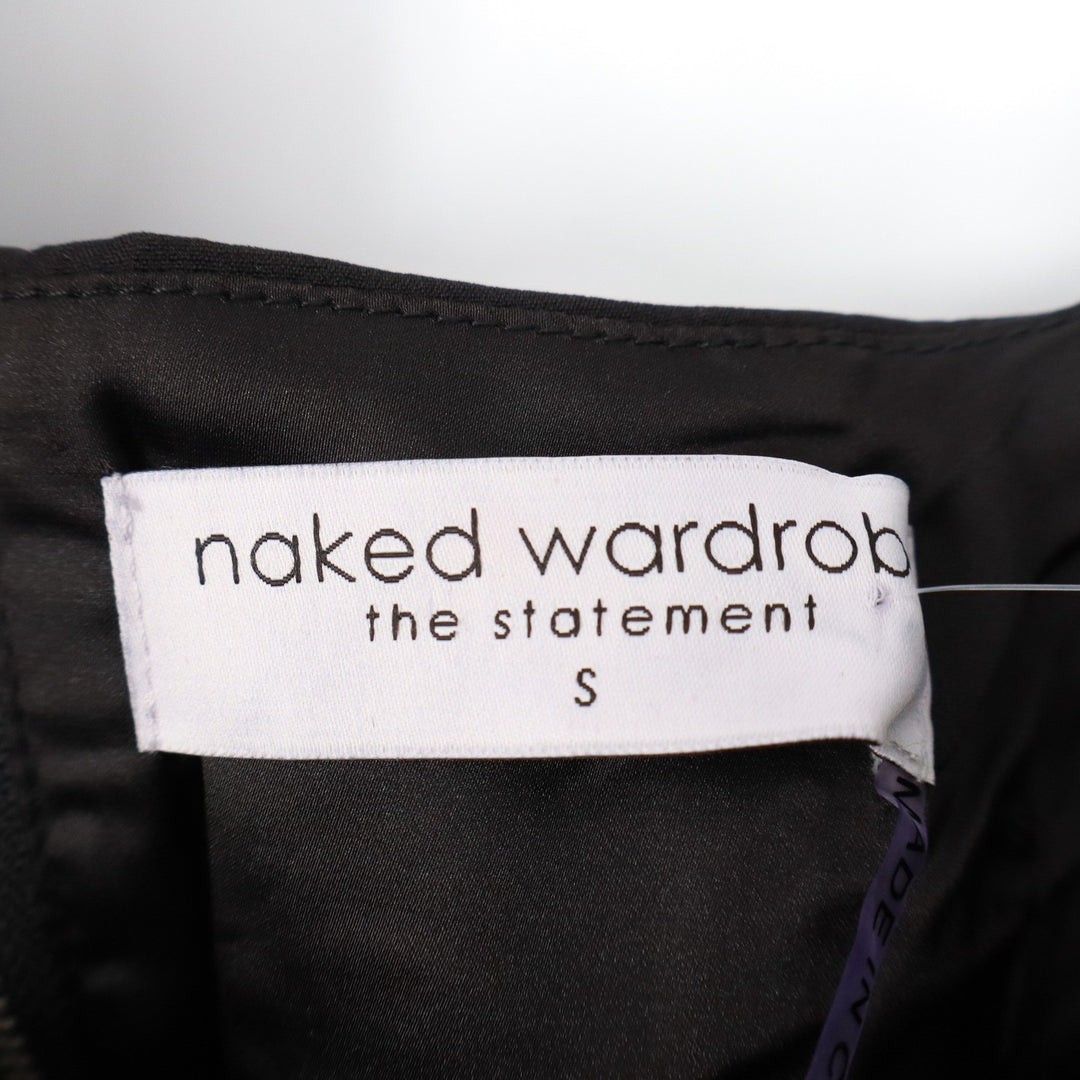 Naked Wardrobe The Statement Black Puff Lantern Sleeve Crop Top Small
