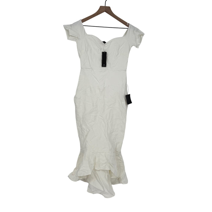 Lulus How Much I Care Ivory Off-The-Shoulder Midi Dress Size M