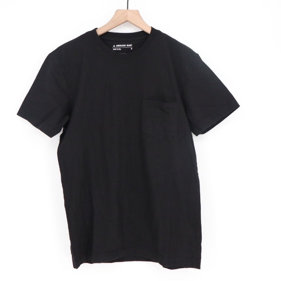 AMERICAN GIANT Mens Black Short Sleeve Pocket T Shirt Size S Made in USA