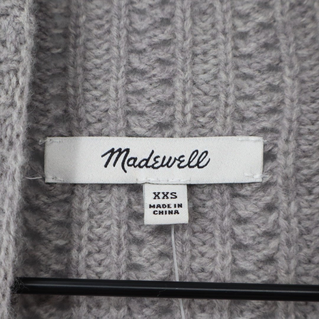 Madewell Cropped Sweater Womens 2XS Gray Knit Wool Mock Neck Long Sleeve Outdoor