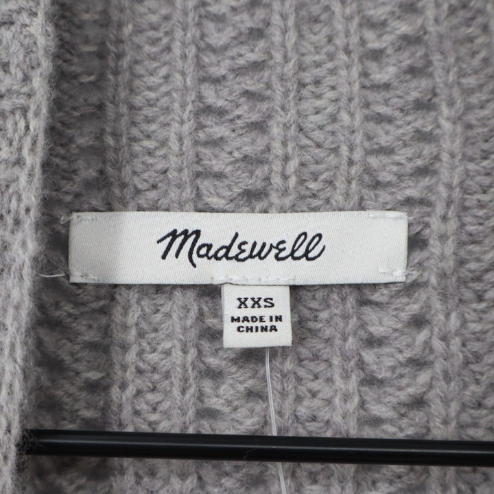 Madewell Cropped Sweater Womens 2XS Gray Knit Wool Mock Neck Long Sleeve Outdoor