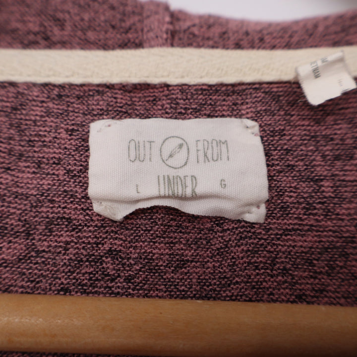 Out From Under Hoodie Women L Henley Mauve Space-Dye Cropped Pullover Excellent