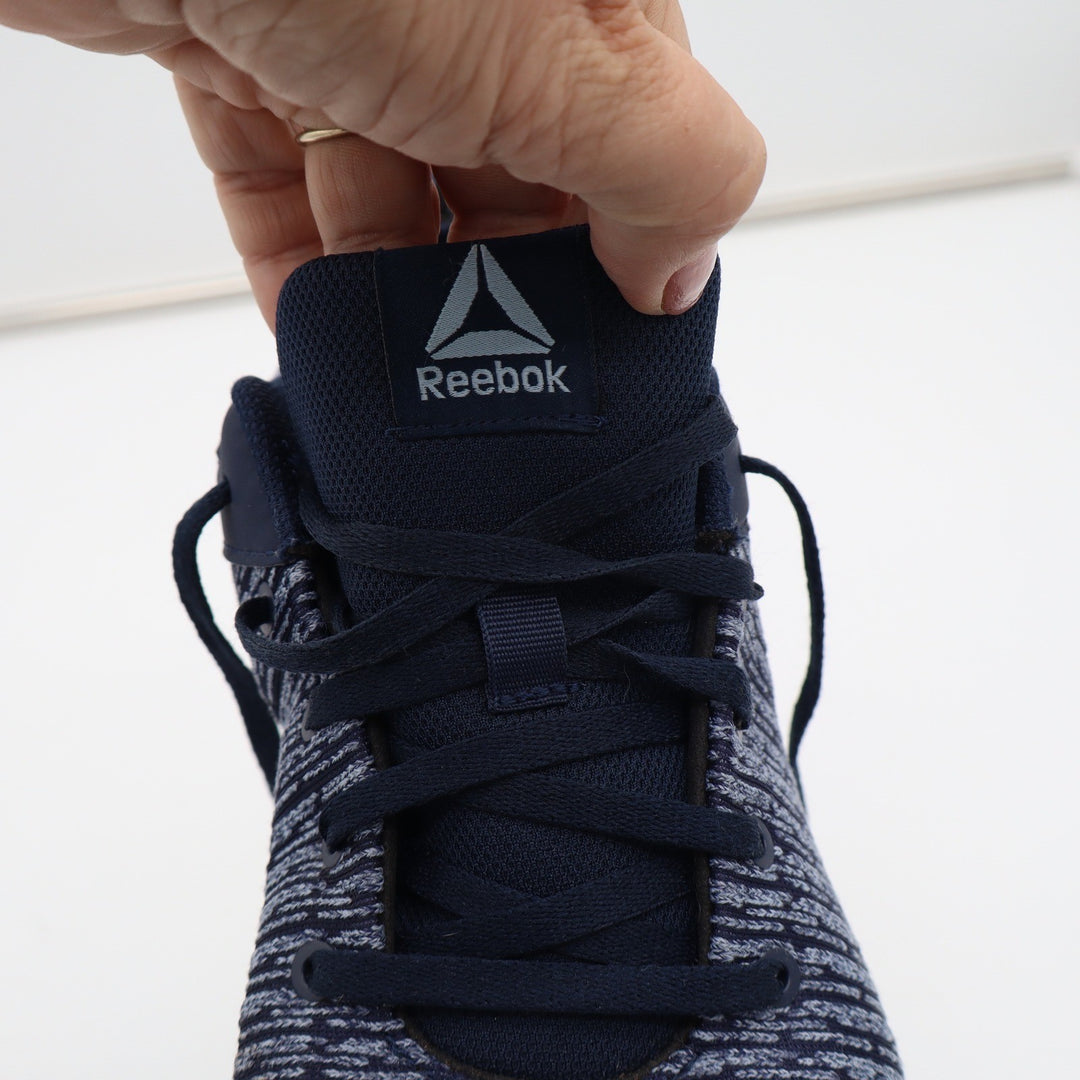 Reebok Womens Space Dye Knit Running Shoes Navy Blue White Size 10
