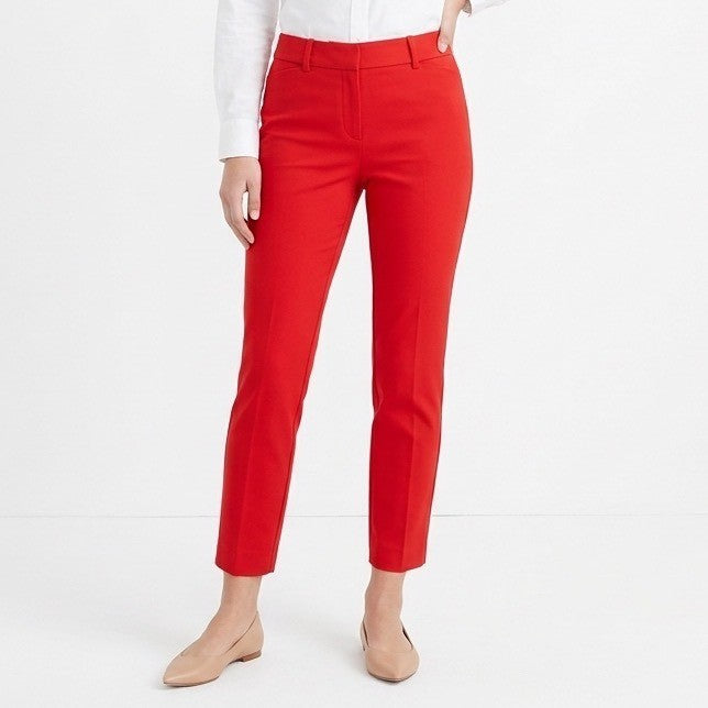 Old Navy Pixie Ankle Pants Women 10 Red Secret-Slim Pockets High Rise Skinny Leg