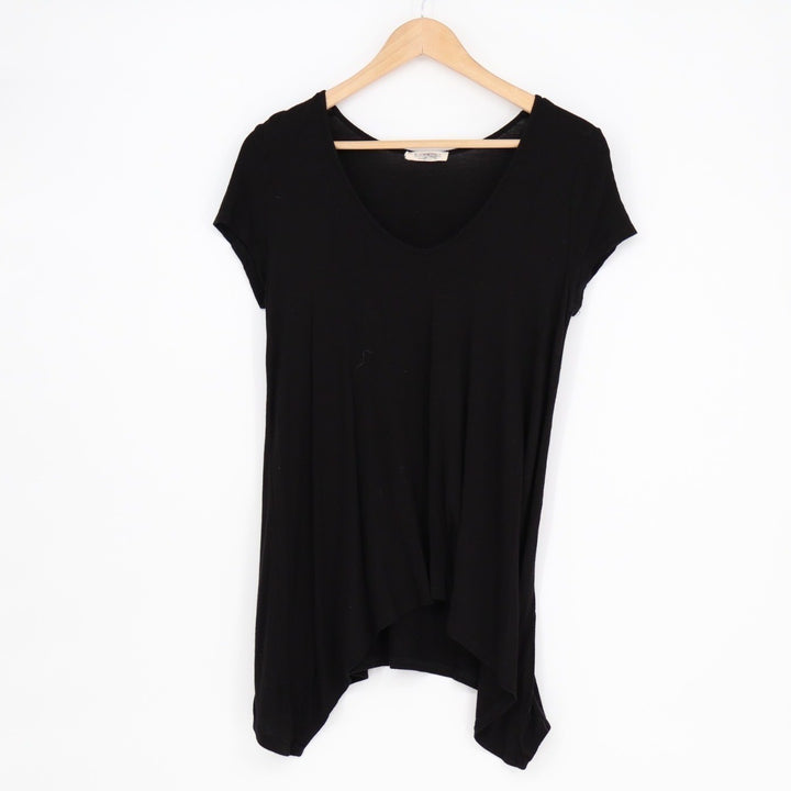 Rolla Coster T-Shirt Womens Medium Black Stretch Scoop Neck Cap Sleeve Pullover