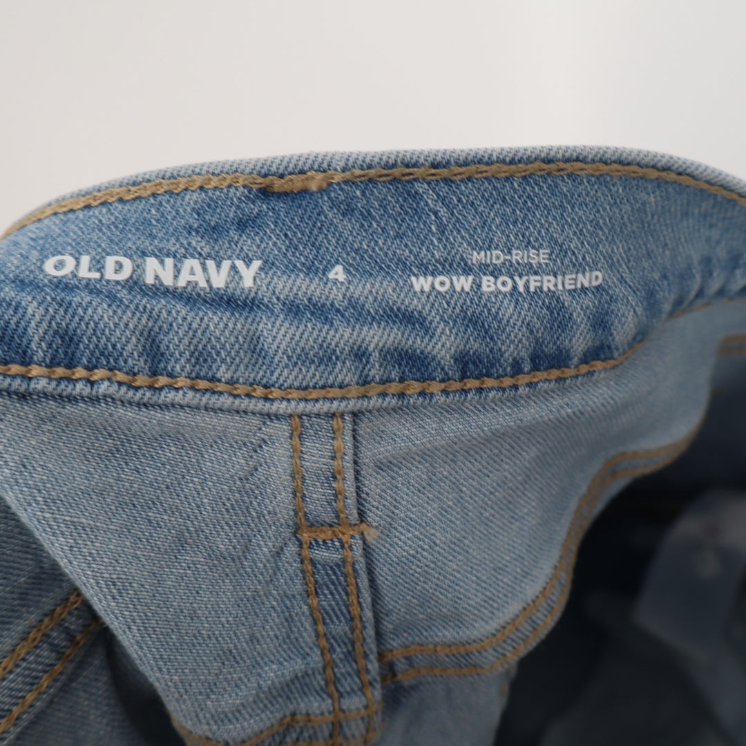 Old Navy Wow Boyfriend Jeans Womens 4 Blue Denim Stretch Mid Rise Straight Leg