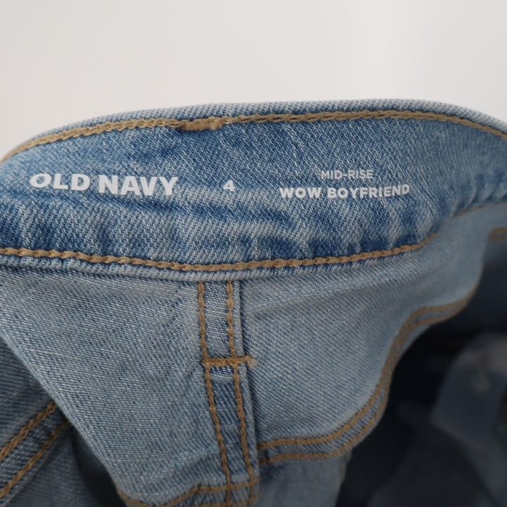 Old Navy Wow Boyfriend Jeans Womens 4 Blue Denim Stretch Mid Rise Straight Leg