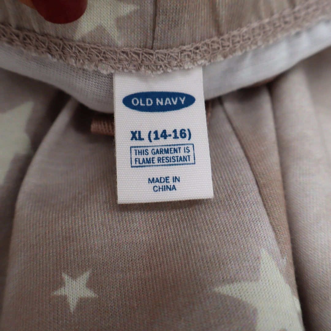 Old Navy Pajama Shorts Girls XL 14-16 Star Print Tan Celestial Dolphin Excellent