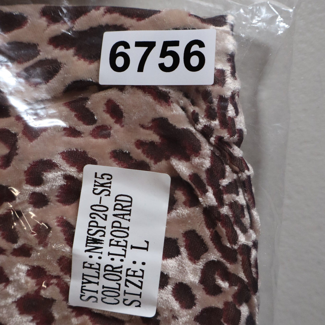 Naked Wardrobe Leopard Print Mini Skirt Side Ruffle Brown Tan Large