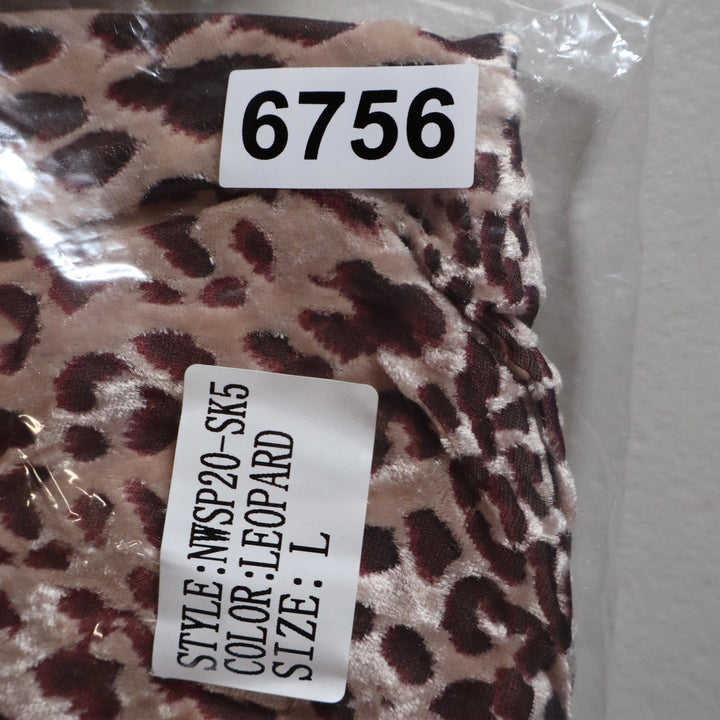 Naked Wardrobe Leopard Print Mini Skirt Side Ruffle Brown Tan Large