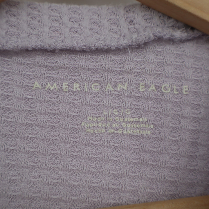 American Eagle Outfitters Sweater Womens Large Purple Waffle Knit Long Sleeve