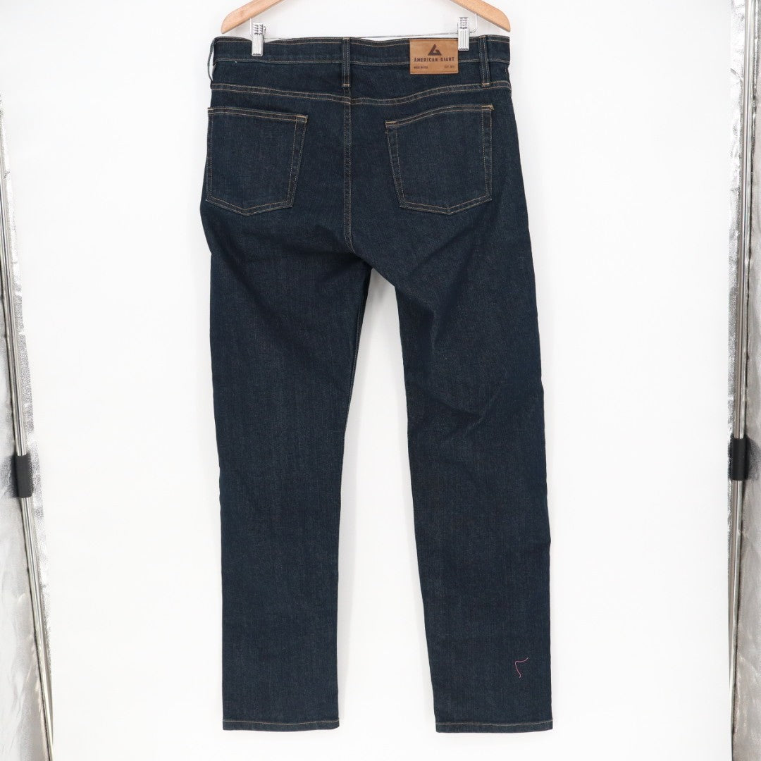 American Giant Dakota Jeans Mens 34x30 Blue Denim Preppy Cotton Stretch Straight