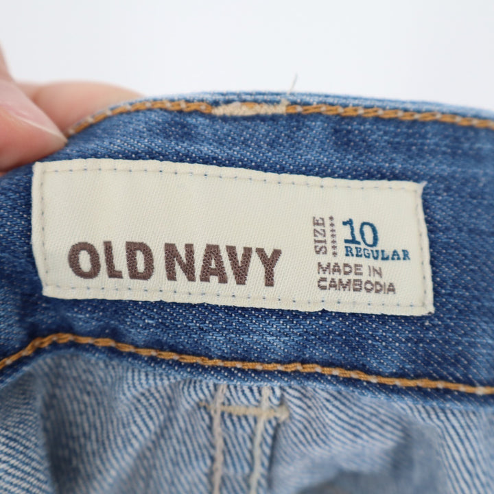 Old Navy Mini Skirt Womens 10 Blue Denim Distressed Cotton 5-Pockets Frayed Hem