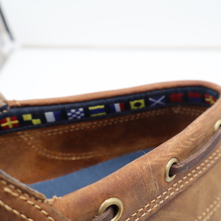 Timberland Boat Shoes Mens 10 Brown Leather Moc Toe Classic Good