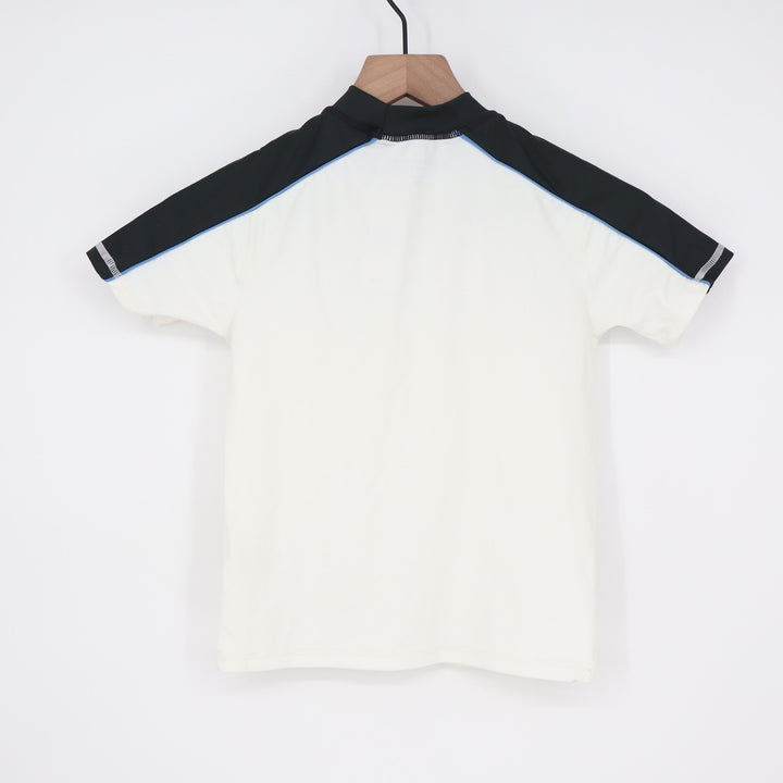American Eagle Kids Rash Guard Size 8 White Black AEUSA Swim Shirt Short Sleeve