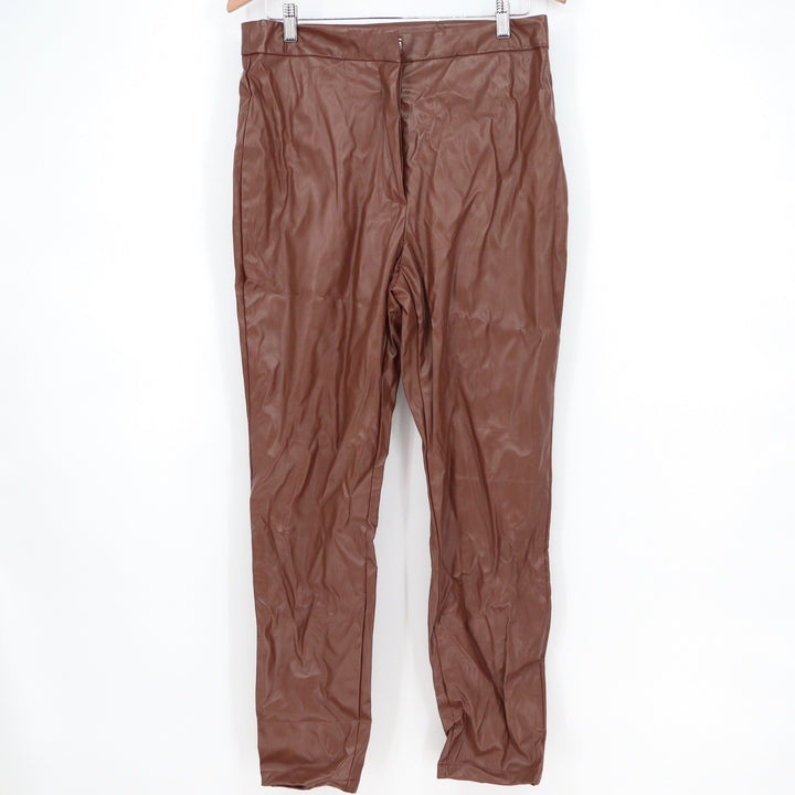 SHEIN Brown Faux Leather High Waisted Tapered Pants Size XL 12