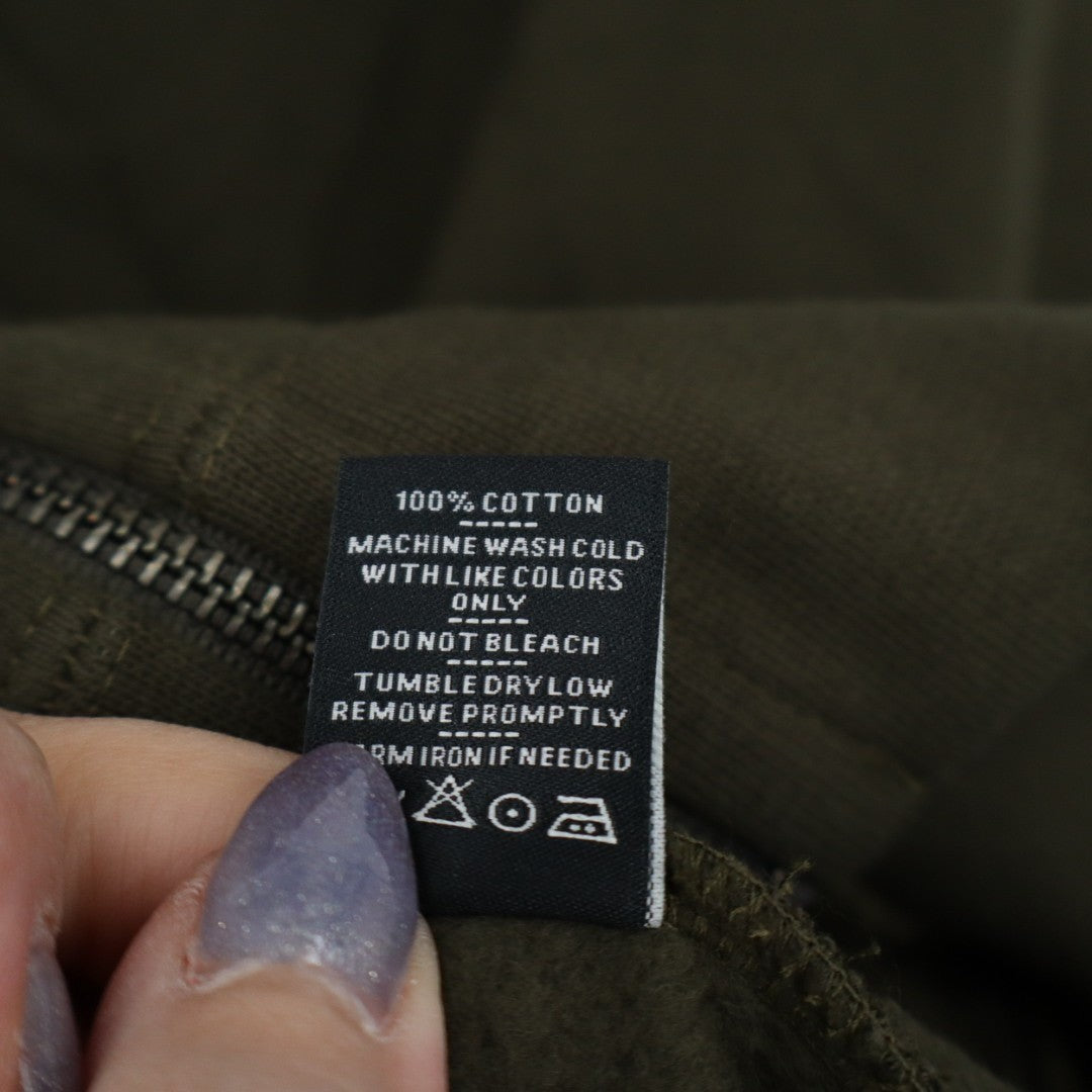 American Giant Fleece Bomber Jacket Mens XL Deep Olive Relaxed Fit Full Zip