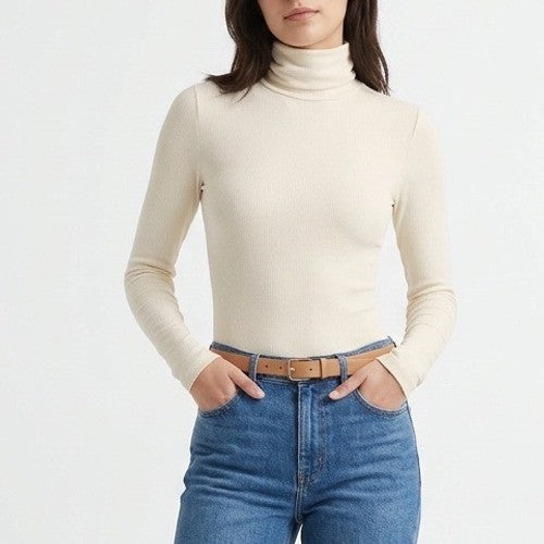 Naked Wardrobe White Turtleneck Long Sleeve Bodysuit Womens Size M