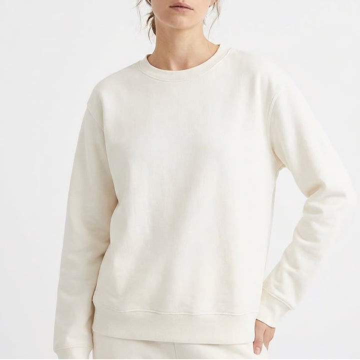 Naked Wardrobe Womens 1X Off White Cream Crewneck Sweatshirt Oversized
