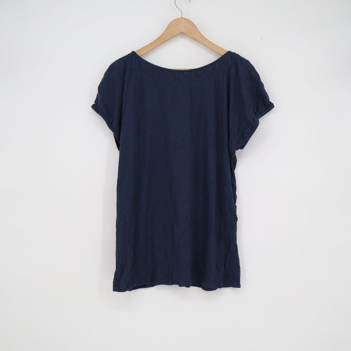 Sonoma Life + Style Navy Blue Scoop Neck Short Sleeve Top XL Cotton Modal Blend