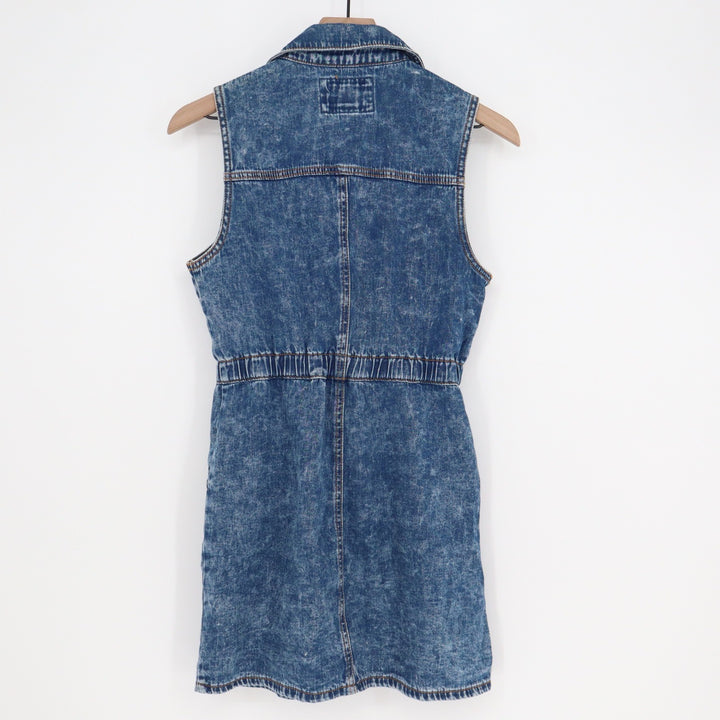 Forever 21 Womens Blue Acid Wash Denim Sleeveless Button Front Mini Dress Small