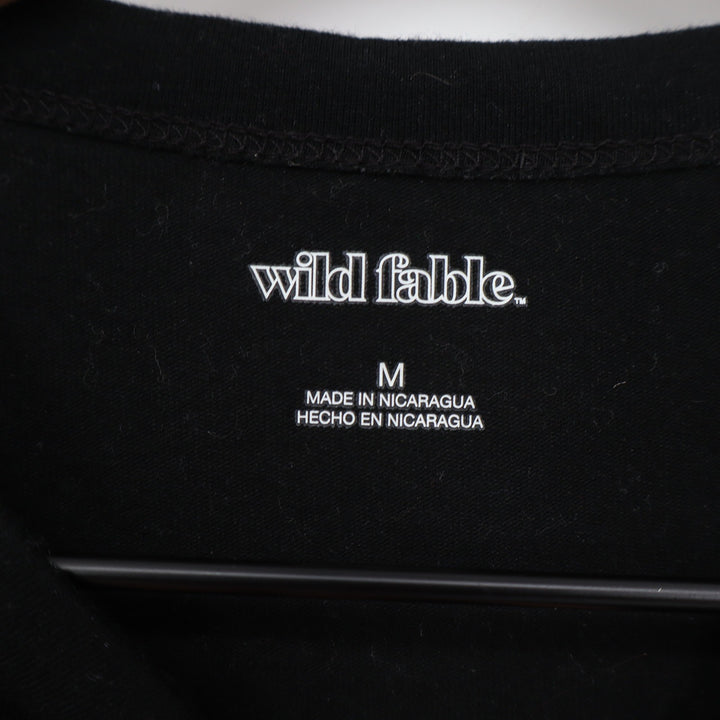 Wild Fable Womens Black Short Sleeve Crewneck Cropped Baby Tee Shirt Size M