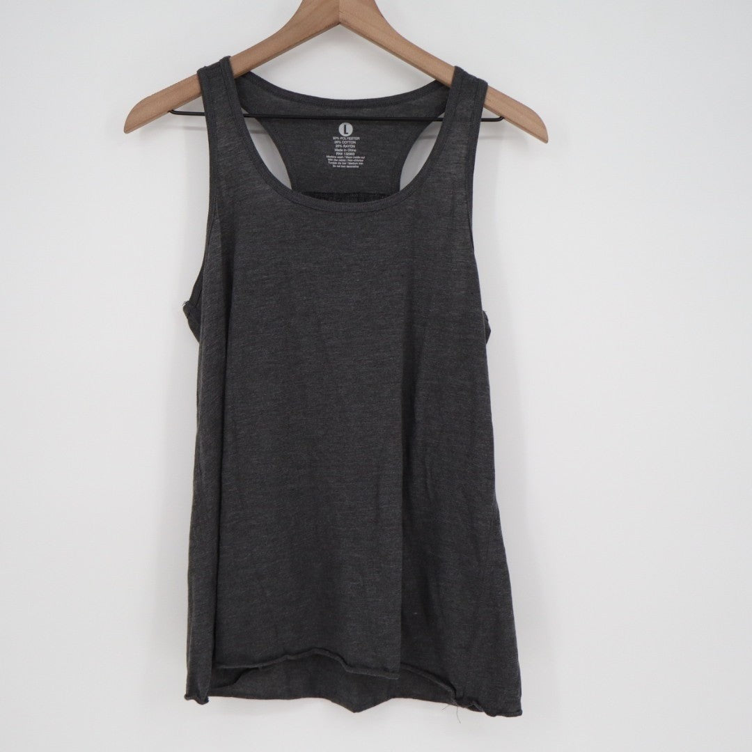 Epic MMA Gear Tank Top Womens L Charcoal Gray Stretch Pleated Racerback Workout
