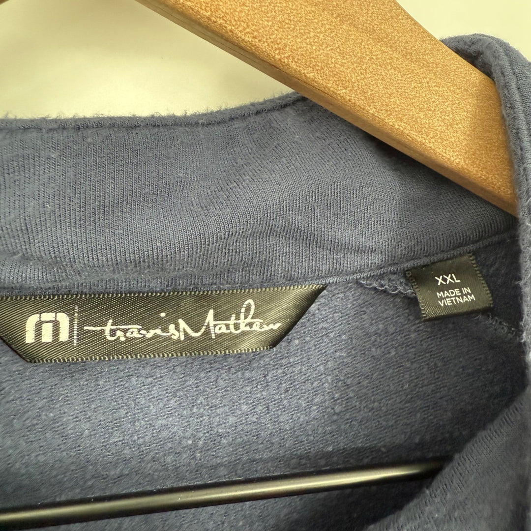 Travis Mathew Navy Blue Quarter Zip Pullover Athletic Shirt Mens XXL Long Sleeve