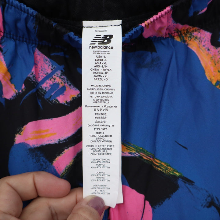 New Balance Womens Large Blue Pink Abstract Print Running Athletic Shorts L