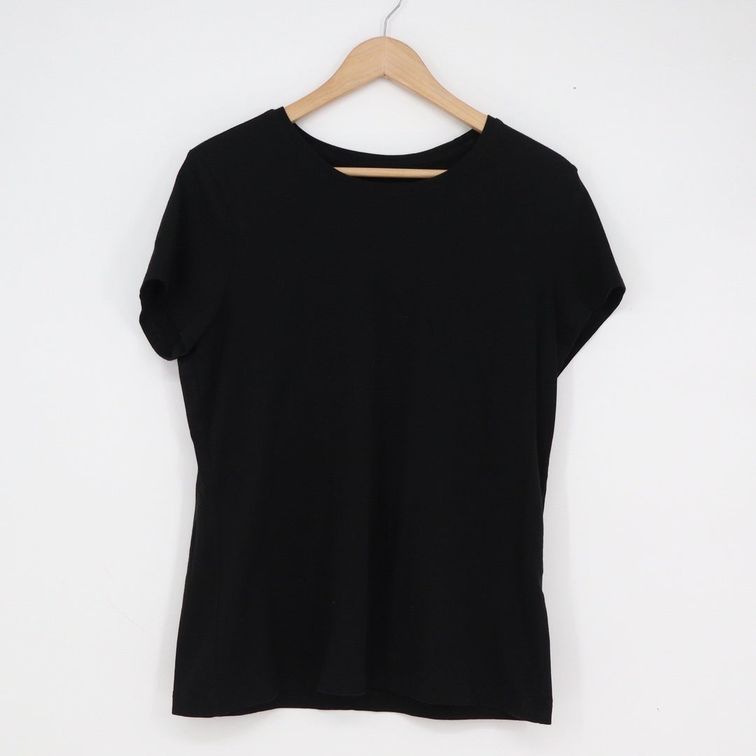 Banana Republic Timeless Tee Black Cotton Modal Short Sleeve T-Shirt Womens L