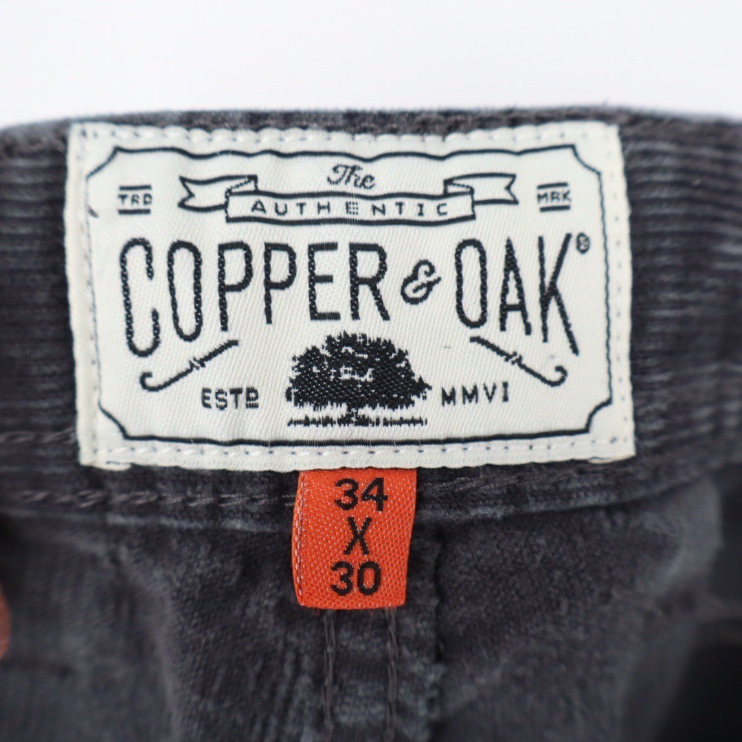 Copper Oak Corduroy Pants Charcoal Gray Straight Leg Size 34x30 Men's Trousers