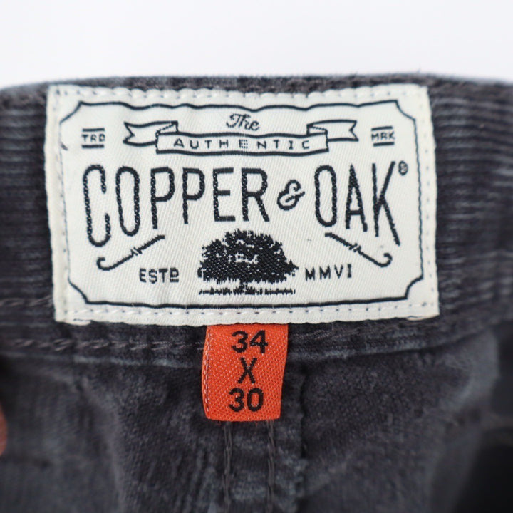 Copper Oak Corduroy Pants Charcoal Gray Straight Leg Size 34x30 Men's Trousers