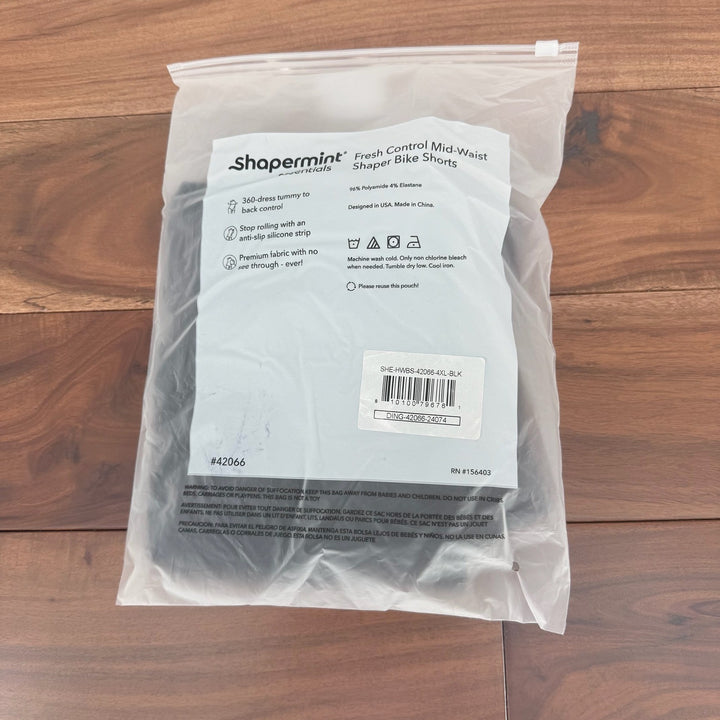 Shapermint Essentials Fresh Control Mid Waist Shaper Bike Shorts 4XL Black