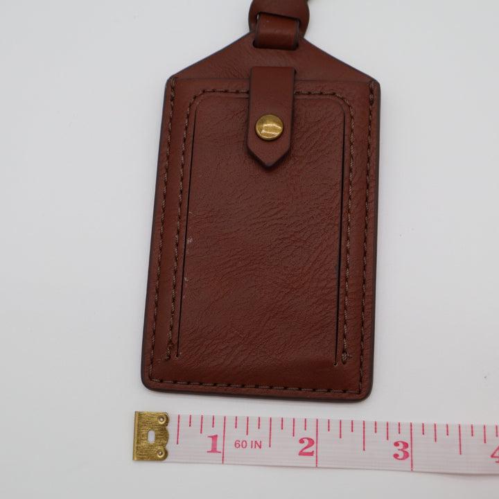Fossil Brown Pebbled Leather Luggage Tag Bag ID Name Card Holder Slide Pocket