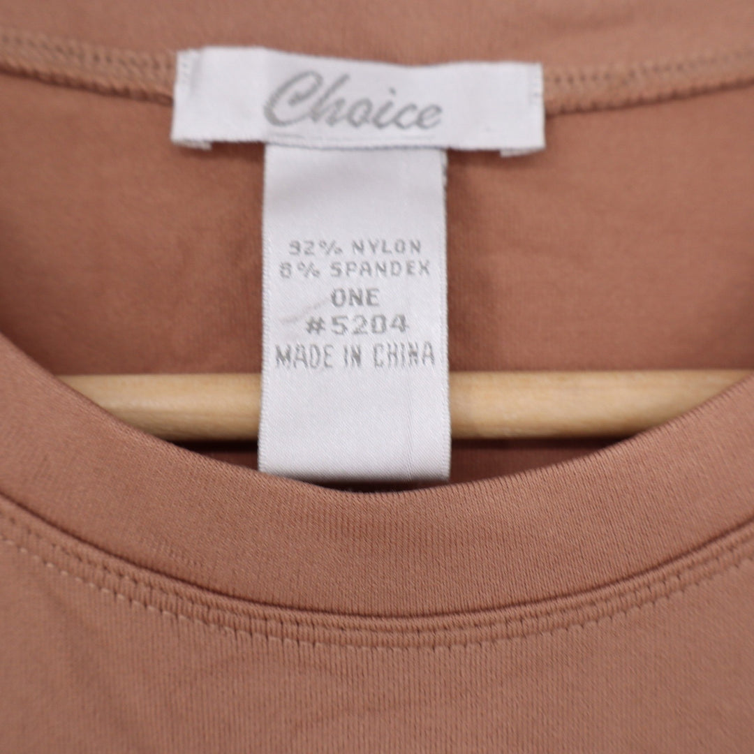 Choice Tan Short Sleeve Crew Neck Seamless Stretchy Cropped Tee One Size
