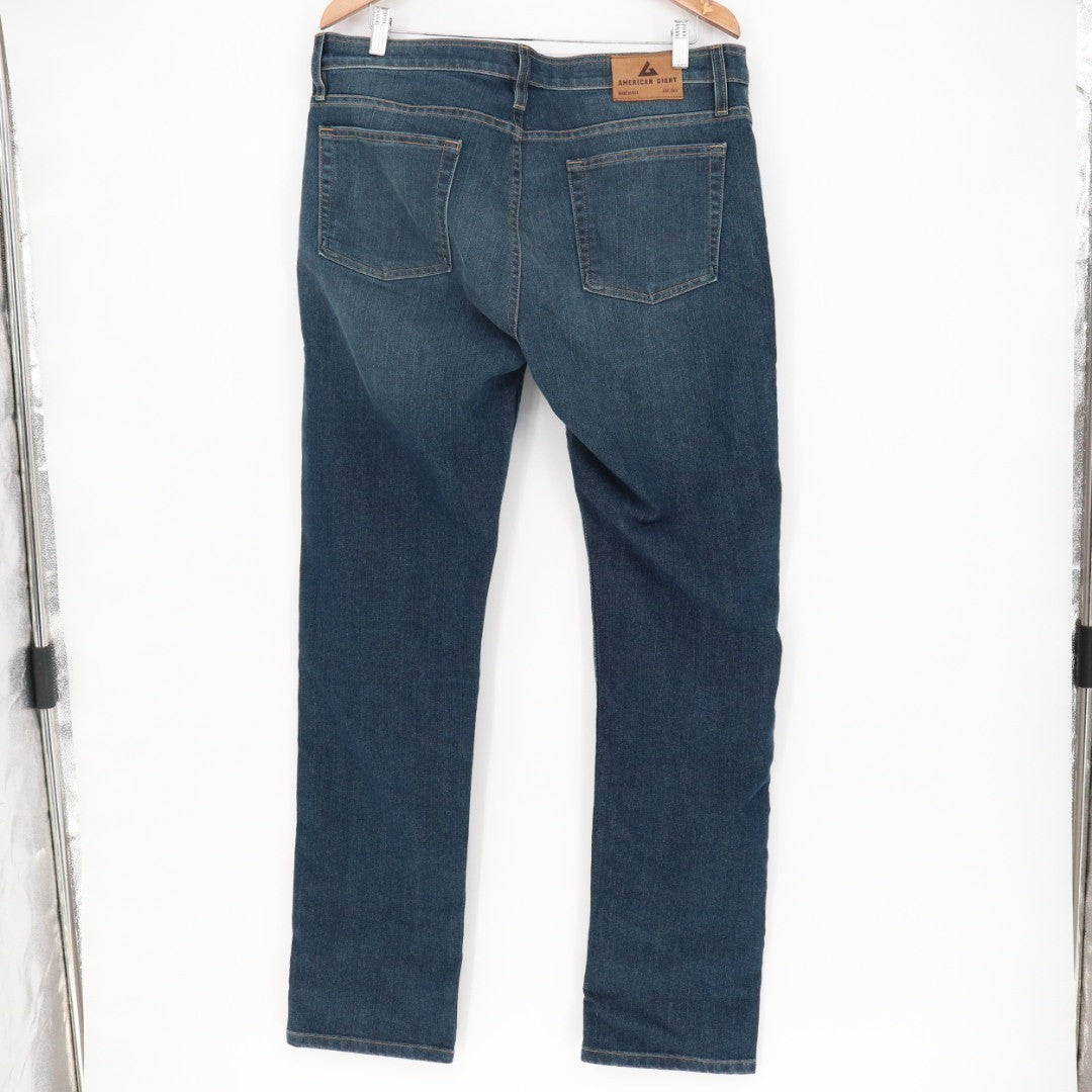 American Giant Dakota Jeans Mens 34x32 Blue Denim Preppy Cotton Stretch Straight