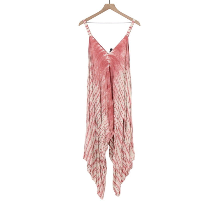 Design Lab Tie Dye Jumpsuit Wide Leg Harem Style Pink Cream M