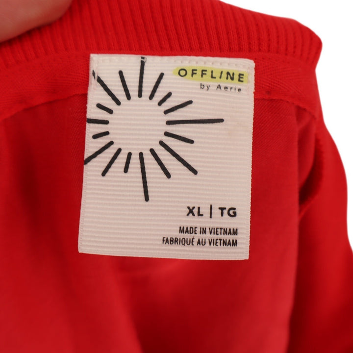OFFLINE By Aerie Track Jacket Women XL Red Cotton You're A Winner Satin Full Zip