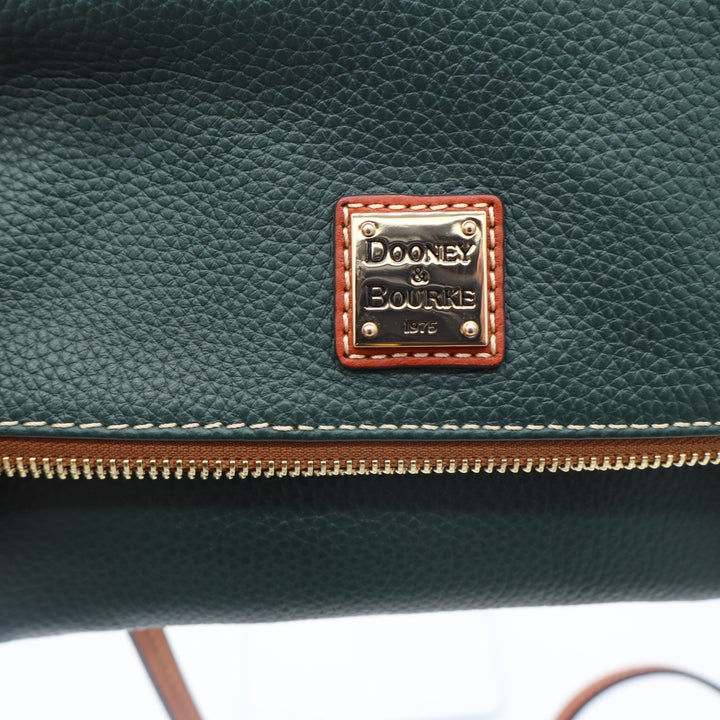 Dooney & Bourke Forest Green Pebbled Leather Foldover Crossbody Bag NEW