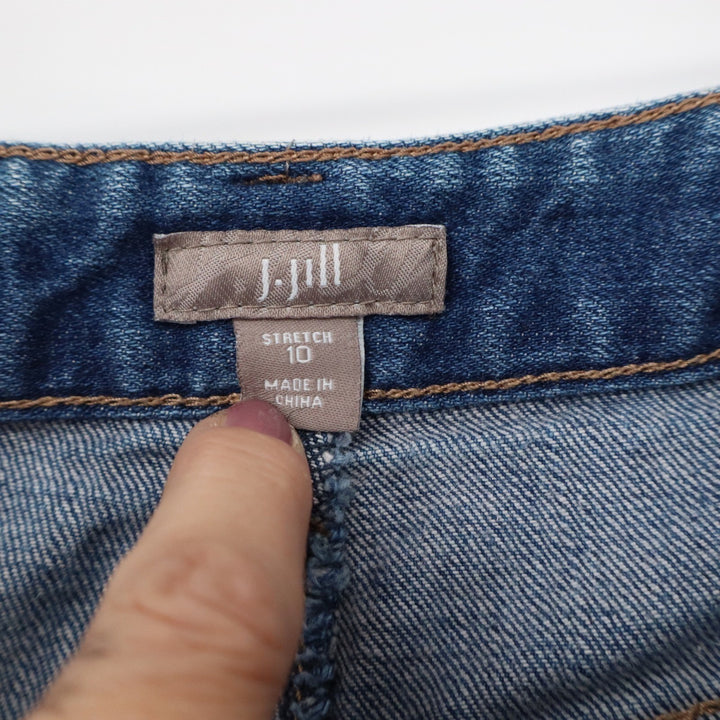 J. Jill Womens Denim Mini Skirt Size 10 Medium Wash Stretch Cotton Blend Blue