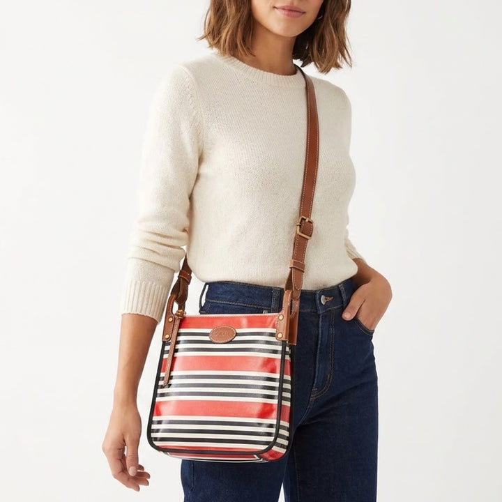 Fossil Keyper Womens Handbag Multicolor Striped Adjustable Strap Crossbody Bag