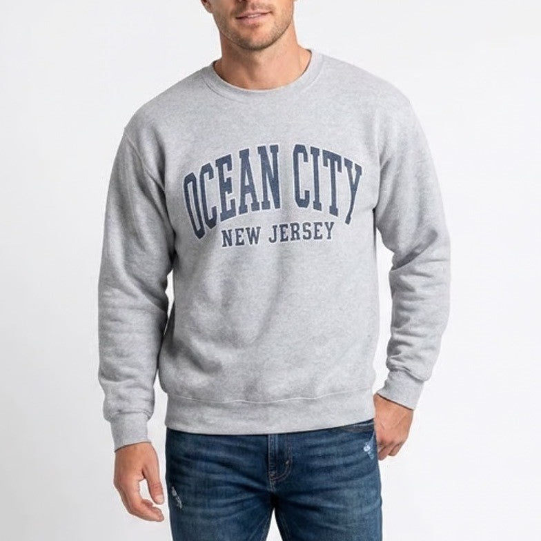 Ocean City New Jersey Sweatshirt Gray Crewneck Graphic Pullover Souvenir Mens M