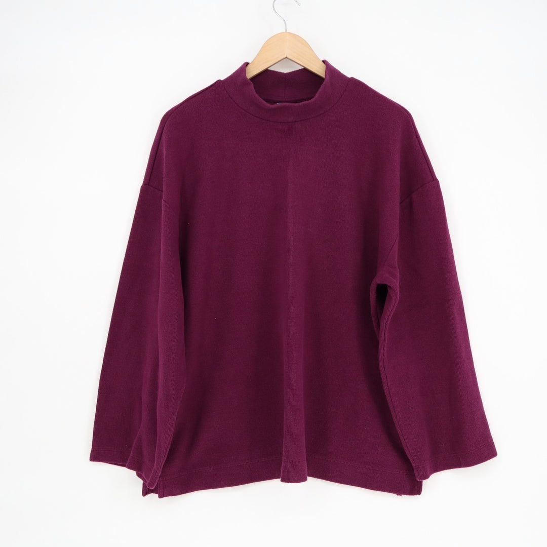 Old Navy Sweater Womens XL Burgundy Cotton Knit Long Sleeve Mock Neck Pullover