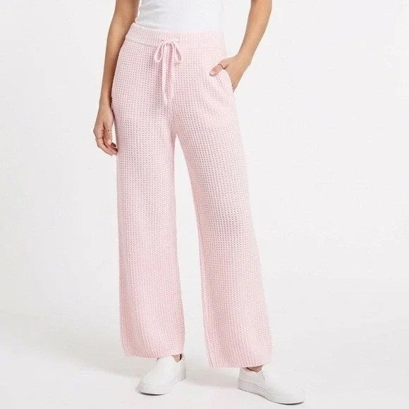 State of Day Lounge Pants Womens Small Light Pink Soft Textured Knit Drawstring