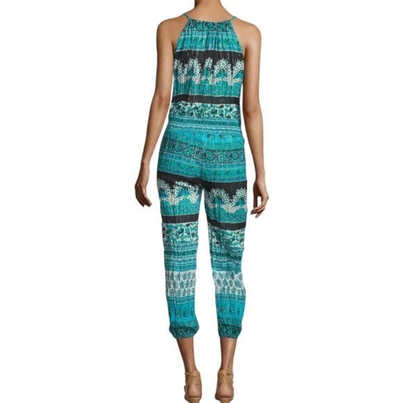Calypso St Barth Jumpsuit XS Blue Black Paisley Print Spaghetti Strap