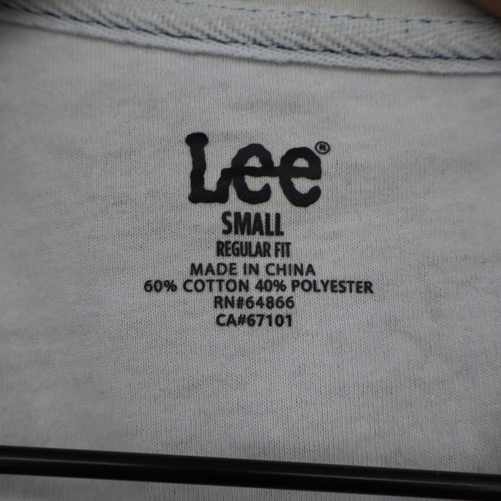Lee Mens V-Neck T-Shirt Small Regular Fit Heather Blue Cream Contrast Trim