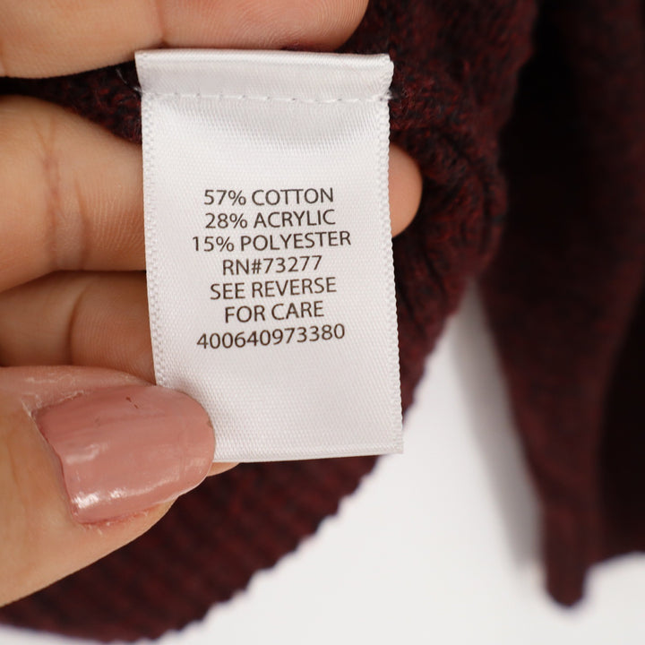 Croft & Barrow Mens XL Burgundy Marl Quarter Zip Mock Neck Cotton Blend Sweater