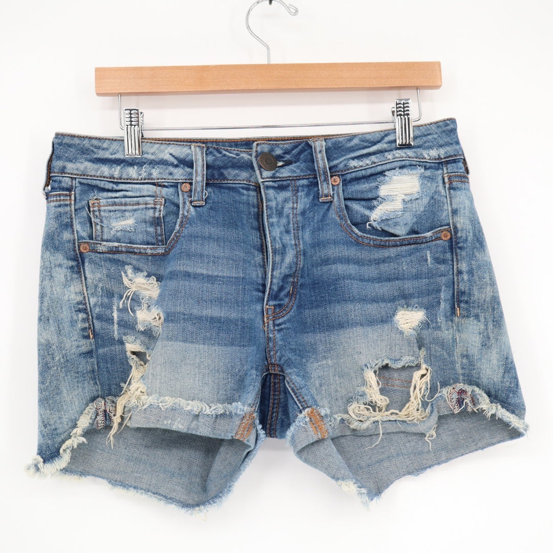 American Eagle Outfitters Cut Off Shorts Womens 4 Blue Denim Stretch Distressed