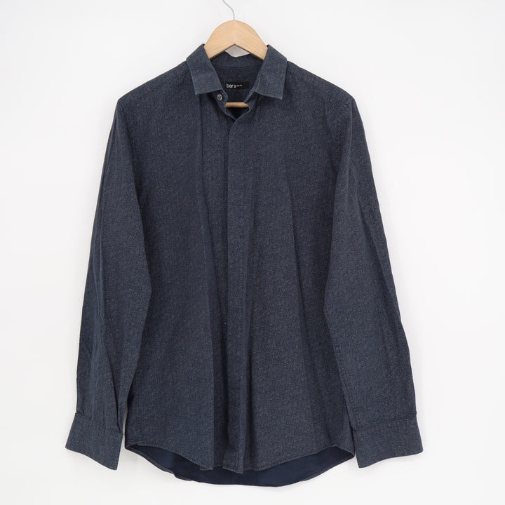 Bar III Mens Slim Fit Navy Blue Micro Dot Button Down Shirt Size M 15-15.5 34-35